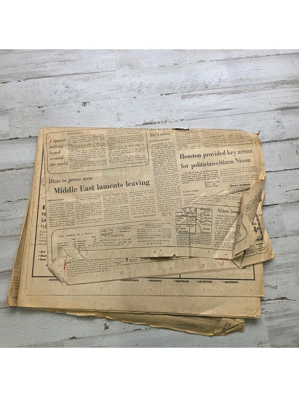 Houston Post Aug 9 1974 Nixon Resigns Newspaper Watergate - Complete